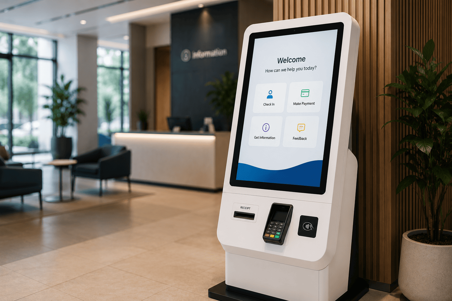 A modern point-of-sale counter in a retail store